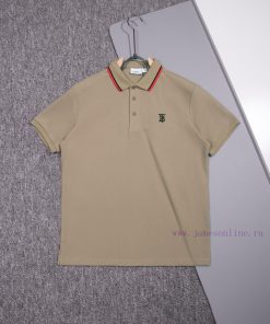 BurberryClassic Checkered Patchwork Buckle Woven CollarLogo Splicing Polo ShirtOriginal Fabric hnyd23qf