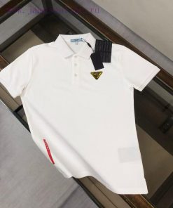 APRA * DA Prada 2025 Spring/Summer Triangle Iron Logo Men's Short Sleeve Polo Shirt High End Cu 6ki408n6