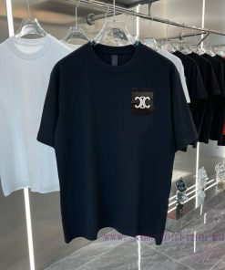Celine2025 Early Spring New Short Sleeved Chest Handmade Custom LogoHandmade Gold Thread Hem Wi kwcibavr