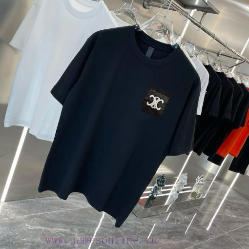 Celine2025 Early Spring New Short Sleeved Chest Handmade Custom LogoHandmade Gold Thread Hem Wi kwcibavr - Image 3