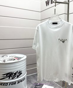 Prada Prada*2025 Spring/Summer New Short Sleeved T-shirtHeavy Duty Pure Cotton Embroidered Logo wdxy8lrw