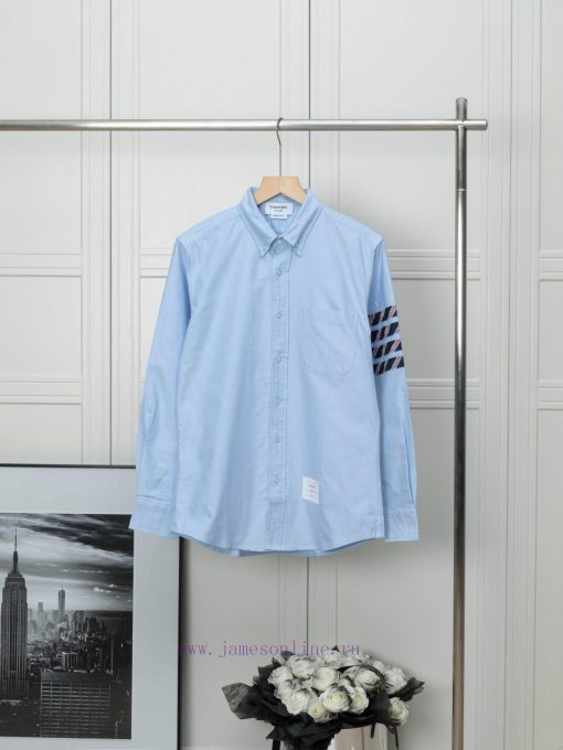 THOM BROWNE Four Bar Twill Long Sleeved ShirtMulti Colored Four Bar Blue White Red And Gray Wit hrfs0ps0 - Image 4
