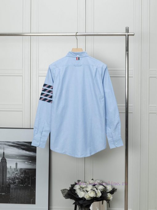 THOM BROWNE Four Bar Twill Long Sleeved ShirtMulti Colored Four Bar Blue White Red And Gray Wit hrfs0ps0 - Image 5