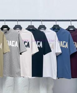Top Tier2387 Bulk Cargo Hanging PictureParis 25ss Tape Series Printed Water Washed Short Sleeve btcylc4e