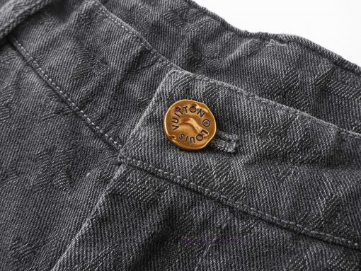 L V 25SS Dark Pattern Old Flower Full Jacquard Denim ShortsThe Original Development Is Made Of 3vtri1nq - Image 5