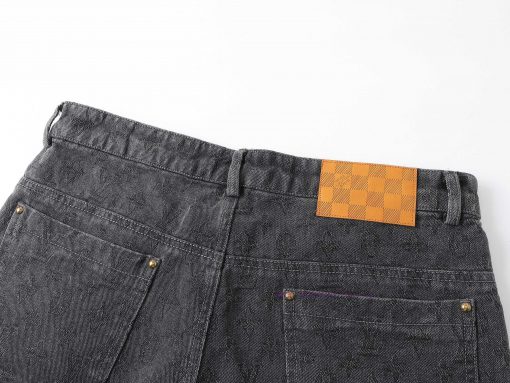 L V 25SS Dark Pattern Old Flower Full Jacquard Denim ShortsThe Original Development Is Made Of 3vtri1nq - Image 6