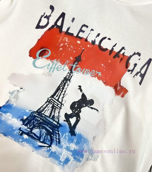 Balenciaga/Balenciaga 2025 Trendy Brand Couple's Style Classic Logo Printed Round Neck T-shirt ue550kqk - Image 5
