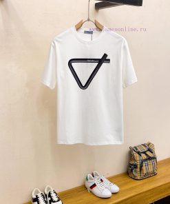 Prada/Prada 2025 Trendy Brand Couple's Style Classic Logo Printed Round Neck T-shirt Spring And hrlzuf0f