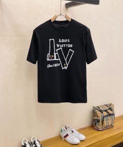 LV/Louis Vuitton 2025 Trendy Brand Couple's Style Classic Logo Printed Round Neck T-shirt Sprin actrtz6a