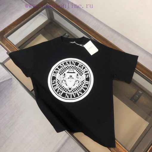 BALMAIN 25ss Same Round Neck Short Sleeved T-shirt With Logo Printing On The Chest Pattern For d7b1pp5s - Image 2