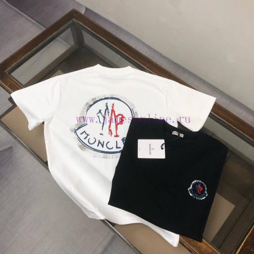 MonclerCeller 2025 Spring/Summer New Unisex Short Sleeved T-shirt With Runway Print Pattern Fas 1mf1c0d3 - Image 4