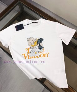 Louis Vuitton/LV Summer New Round Neck Short Sleeve T-shirt 270g Heavy Duty High End Pure Cotto p9sv6uxg