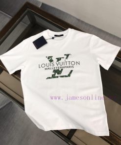 LV Summer New Round Neck Short Sleeve T-shirt 270g Heavy Duty High End Pure Cotton Fabric With 93qayhs3