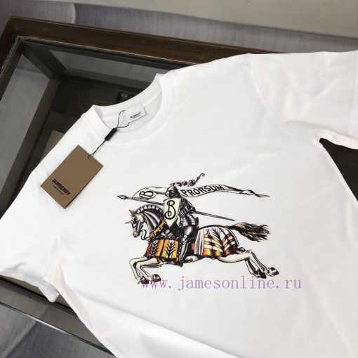 Burberry Couple's Short Sleeved T-shirt With Top-notch Contrasting Printed Logo Design. The Fab mwnjewqb - Image 4