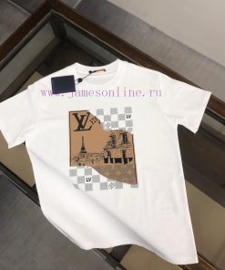 LV Summer New Round Neck Short Sleeve T-shirt 270g Heavy Duty High End Pure Cotton Fabric With azeq3hnt