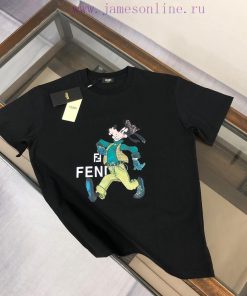 FENDI Couple's Short Sleeved T-shirt With Top-notch Printed Logo Design. The Fabric Is Comforta y72bpuk2