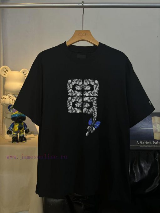Top Level Real-life PhotosGivenchy Givenchy. 25SS Butterfly Whip Pattern Printed Short Sleeve T e9yj3dfm - Image 2