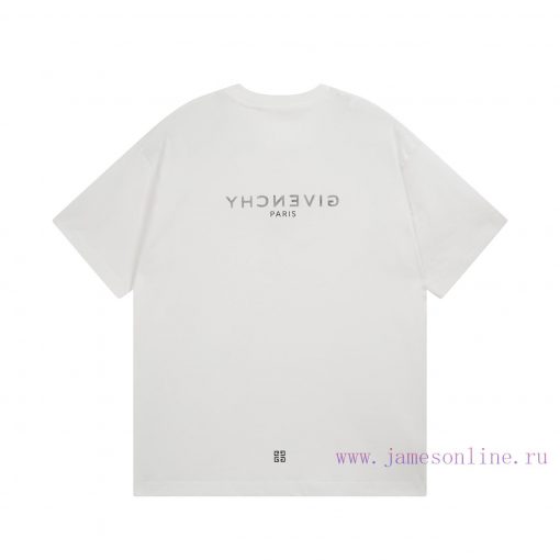 Top Level Real-life PhotosGivenchy Givenchy. 25SS Letter Mirror Pattern Printed Short Sleeved T d77qzy0h - Image 3