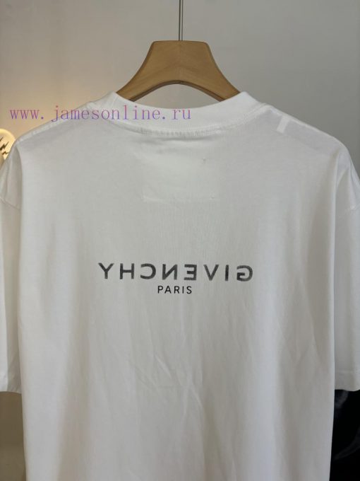 Top Level Real-life PhotosGivenchy Givenchy. 25SS Letter Mirror Pattern Printed Short Sleeved T bt6zv353 - Image 7