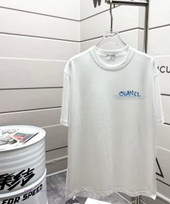 2025SS Spring/Summer Chanel Short Sleeve T-shirt Spring/Summer New Style Double Yarn 280g Tight 6apzgo4f