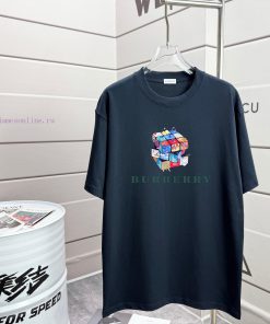 BUR Burberry 2025 Spring/Summer New Trendy Brand New Printed Round Neck Short Sleeve T-shirtThe buxda0s6