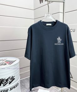 Mengkou MONCLE * 2g Round Neck Short Sleeved T-shirtClassic Embroidered Badge Printed Letter LO j1zwlctq