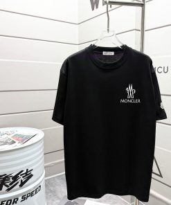 Mengkou MONCLE * 2g Round Neck Short Sleeved T-shirtClassic Embroidered Badge Printed Letter LO 7tvkysts
