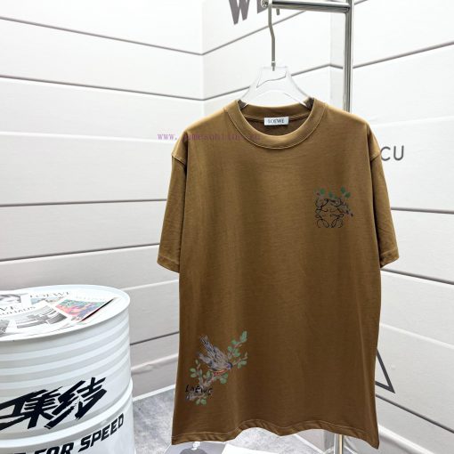 LOEWE 2025 Spring/Summer New Short Sleeve Half Sleeve T-shirt-Using 280g Double Yarn-Adopting T ux8helni