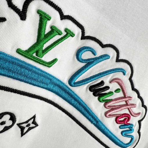 LV Louis Vuitton 2025 Spring/Summer New Embroidered Custom Double Yarn Plain Cotton Fabric Shor 7dgh8o46 - Image 6