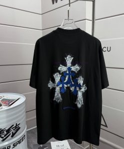 CH Kroxin 2025 Summer New Cross Embroidered Direct Spray Printed Short Sleeve T-shirt Customize en1wgdry
