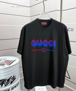 # Gu * Gucci * 2025 Spring/Summer New Collection Chest Gucci Letter Plush Craft Short Sleeve T- t2g81az0