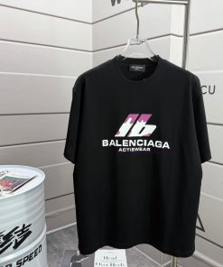 BAL * Paris * 2025 Spring And Summer New Round Neck Short Sleeve Front Logo Letter Plush+3D Sil v7dkl2kx