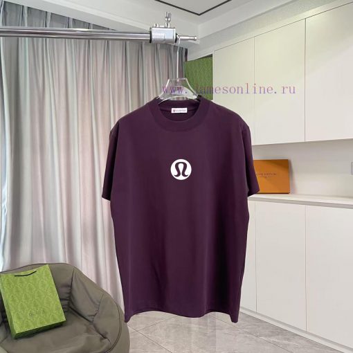 Lulu * Lulu Lemon 2025 Summer New Personalized Letter Logo Printed Custom Fabric 300g Short Sle 94bcxj94 - Image 2