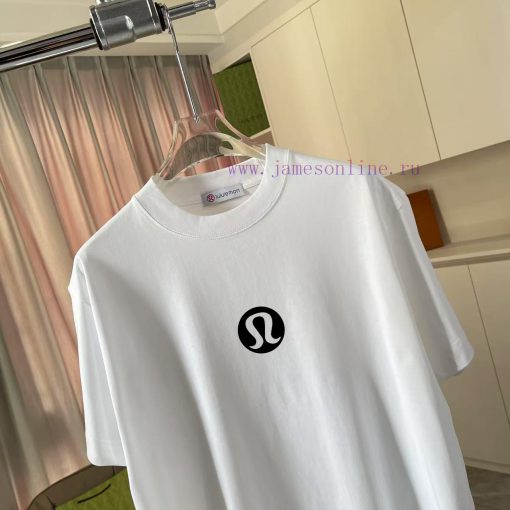Lulu * Lulu Lemon 2025 Summer New Personalized Letter Logo Printed Custom Fabric 300g Short Sle q8r76a3y - Image 4