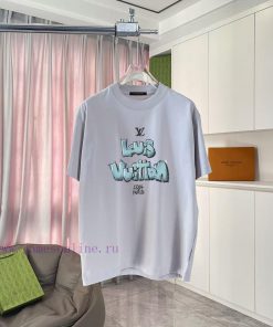 LV Louis Vuitton 2025 Summer New Personalized Letter Logo Printed Custom Fabric 300g Short Slee 82tedai4
