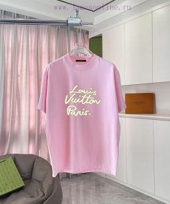 LV Louis Vuitton 2025 Summer New Personalized Letter Logo Printed Custom Fabric 300g Short Slee h3qfbh1w