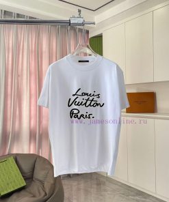 LV Louis Vuitton 2025 Summer New Personalized Letter Logo Printed Custom Fabric 300g Short Slee papy0k3o