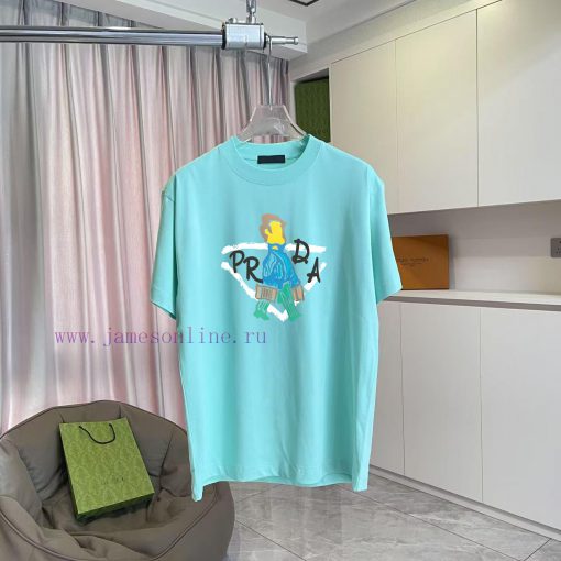 Prada 2025 Summer New Personalized Letter Logo Printed Custom Fabric 300g Short Sleeve T-shirt kcr6kjqw - Image 2