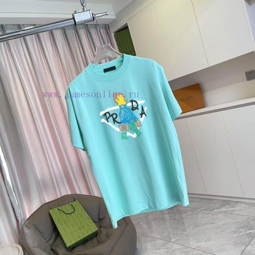 Prada 2025 Summer New Personalized Letter Logo Printed Custom Fabric 300g Short Sleeve T-shirt kcr6kjqw - Image 3