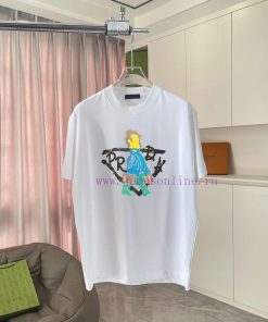 Prada 2025 Summer New Personalized Letter Logo Printed Custom Fabric 300g Short Sleeve T-shirt jh2k8cqy