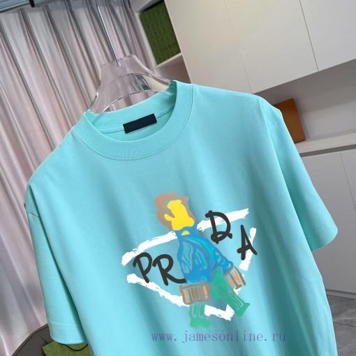 Prada 2025 Summer New Personalized Letter Logo Printed Custom Fabric 300g Short Sleeve T-shirt kcr6kjqw - Image 4