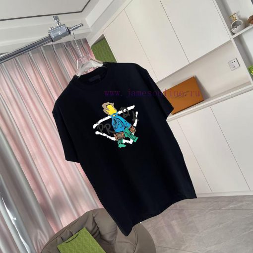 Prada 2025 Summer New Personalized Letter Logo Printed Custom Fabric 300g Short Sleeve T-shirt 14woiekp - Image 3
