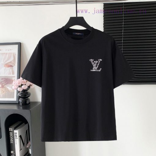 Style Number W620Louis Vuitton/Louis Vuitton LV Logo Rhinestone Letter Short Sleeved ShirtExqui g946wris
