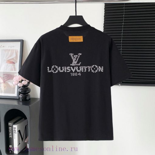 Style Number W620Louis Vuitton/Louis Vuitton LV Logo Rhinestone Letter Short Sleeved ShirtExqui g946wris - Image 3