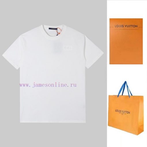 LV Louis' New Embroidered Short Sleeved Fabric With High-quality Double Yarn 280g Smooth And Re 8ycazlie