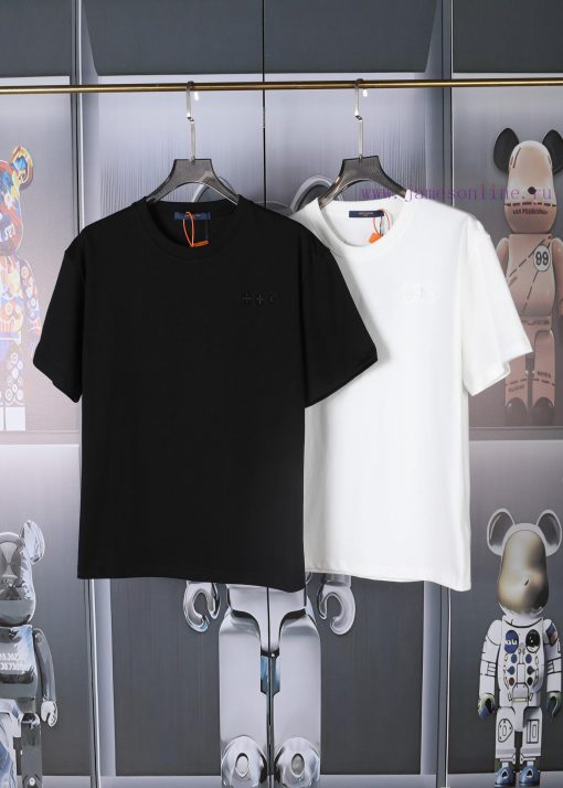 LV Louis' New Embroidered Short Sleeved Fabric With High-quality Double Yarn 280g Smooth And Re qlg64pi4