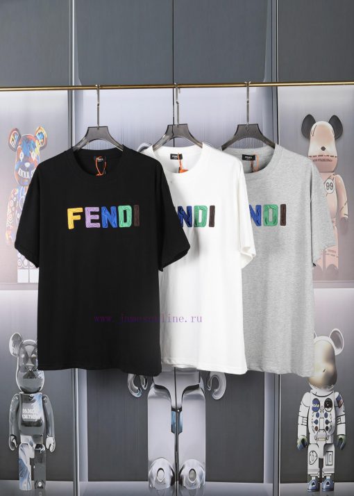 FENDI Spring/Summer New Embroidered Casual Short Sleeves Detail Original Mold Opening The Front rya35p5o