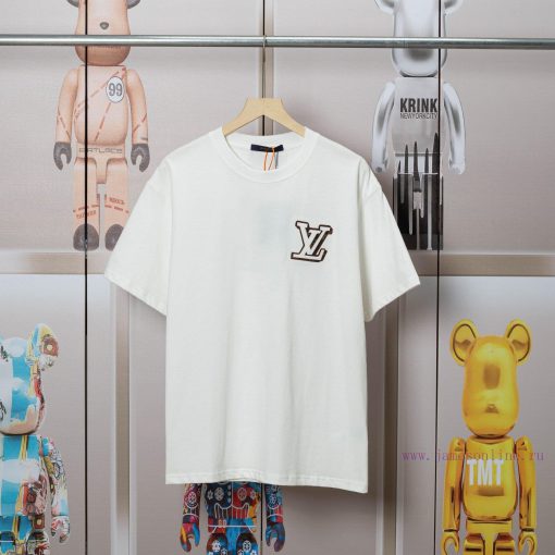 LV Louis 2024 SS Genuine Leather Embroidered New Short Sleeved Shirt High-quality Heavy-duty Do opjv3wsy
