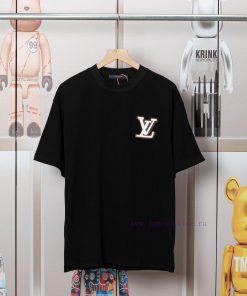 LV Louis 2024 SS Genuine Leather Embroidered New Short Sleeved Shirt High-quality Heavy-duty Do 0yruires