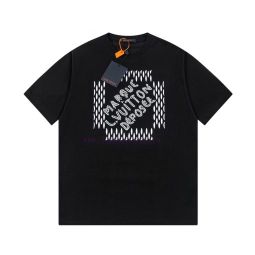 LV Louis Early Spring Nail Bead Embroidered New Short Sleeved T-shirt Made Of High-quality And q36kdhsv